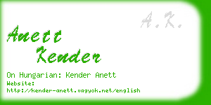 anett kender business card